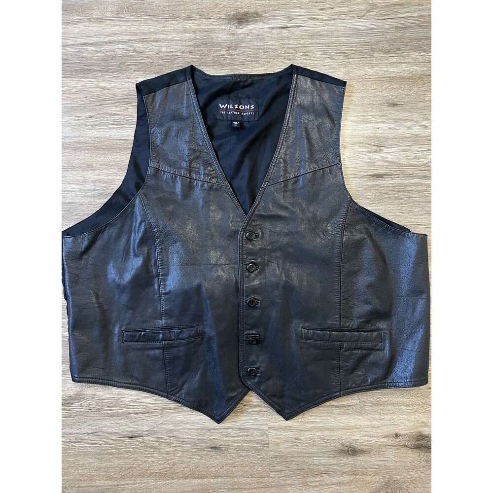 Wilsons Leather Biker Vest XXL Sleeveless Front Motorcycle Vest 5 Button